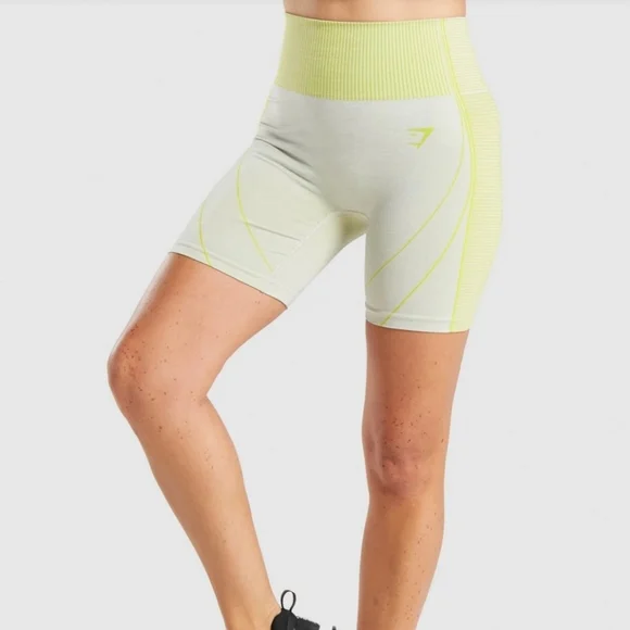 Gymshark "Hyper Amplify" bike shorts in "Marl Gray/Lime Green", size XS. - Picture 2 of 10